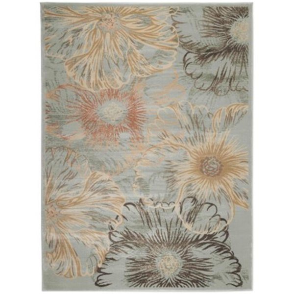 Radici 3809-0011-BLUE Garda Rectangular Floral Rugs, Blue - 5 ft. 3 in. x 7 ft. 3 in. 3809/0011/BLUE